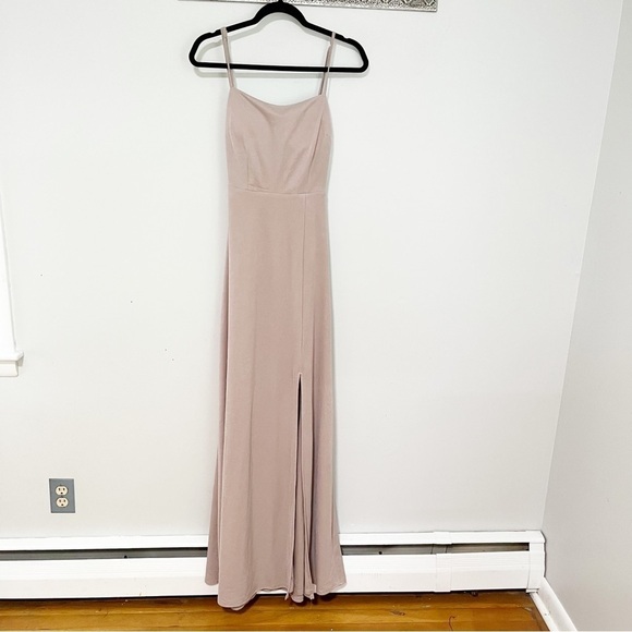 Birdy Grey Benny Crepe Taupe Bridesmaid Dress Size XS - Picture 2 of 10